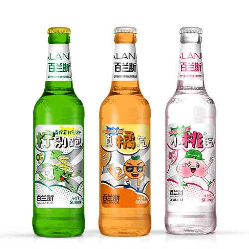 百蘭斯青檸、橘味、水蜜桃蘇打氣泡水包裝設計